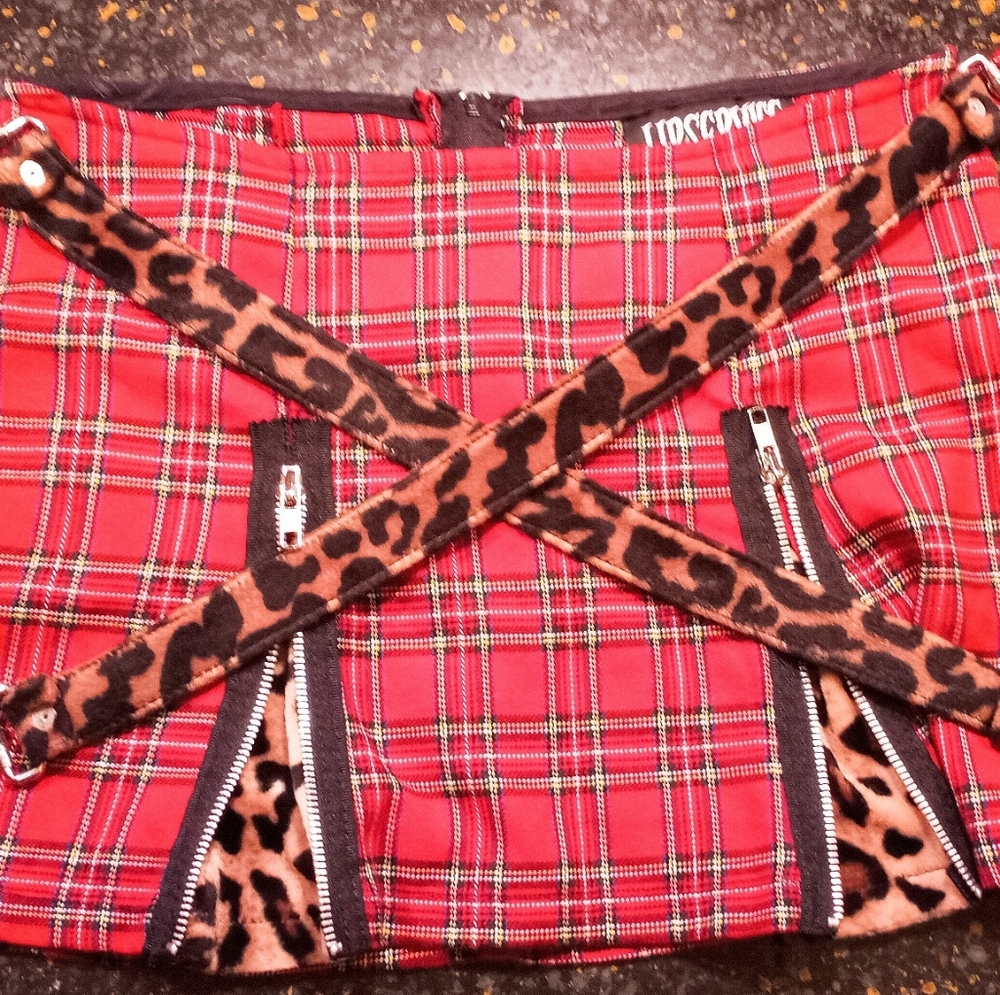 Vintage Lip Service plaid & leopard print mini